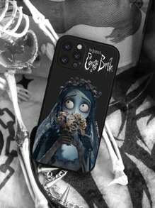 Corpse Bride | ROMWE Scary Printed Black Phone Case, Compatible With IPhone 12/13/14 Series - Multicolor - View 5