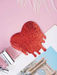 Accesorio de lencería para mujeres - Cubre pezones con forma de corazón brillante y de moda - Rojo - Ver 3