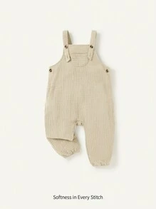 Cozy Pixies Bộ áo liền quần màu trơn thông thường & đa năng cho bé trai có nút trang trí - Màu be - Xem 1