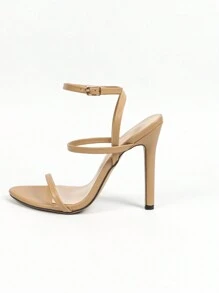 Jin Bei Qi Giày cao gót mũi nhọn, quai chéo, khóa cài, chất liệu da bóng, dành cho nữ, kiểu dáng thanh lịch, thích hợp cho tiệc tùng và sự kiện, màu mơ, phối hợp với trang phục mùa xuân hè. - Màu be - Xem 4