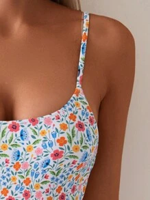 Swim Basics Đồ bơi một mảnh hoa Ditsy có dây đeo vai dành cho nữ, lý tưởng cho kỳ nghỉ ở bãi biển, bãi biển mùa hè - Nhiều màu - Xem 3