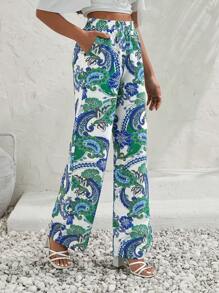 EURMUSE Women Multicolor Printed Linen Pants 220 - Multicolor - View 4