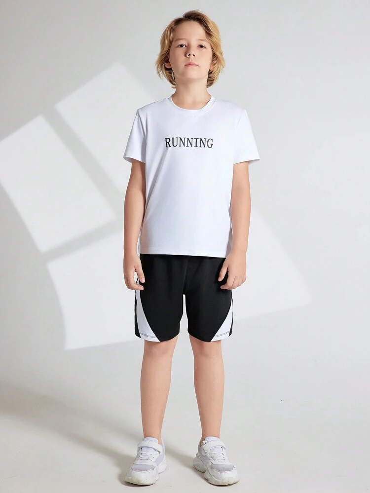 Tween Boy Basic Printed Short Sleeve T-Shirt And Shorts Set