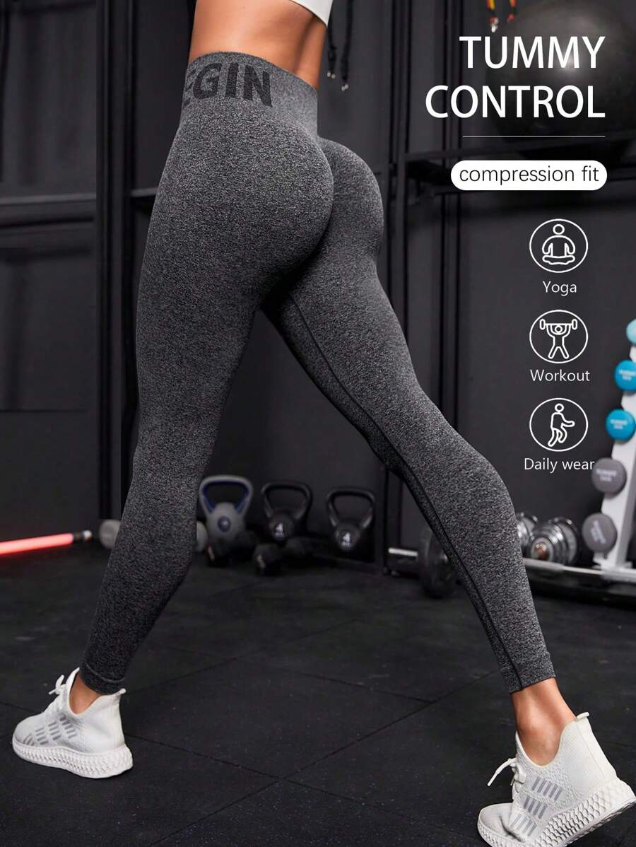 Powerista Sport Studio Women's High Waisted Seamless Slim Leggings,Resilient Soft Touch Breathable 4-Way Stretch Compression Fit Legging For Running Yoga Gym - Dark Grey - View 1