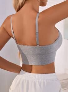 Shein Underwear&Sleepwear Basics 3 قطع من حمالات الصدر الرياضية بتصميم متباين من الدانتيل و بالون متماسك، ضروريات اليوجا