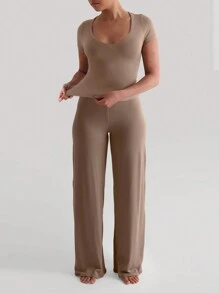 Quần dài ống đứng lưng cao co giãn thời trang XLLAIS dành cho nữ - Màu Khaki - Xem 6