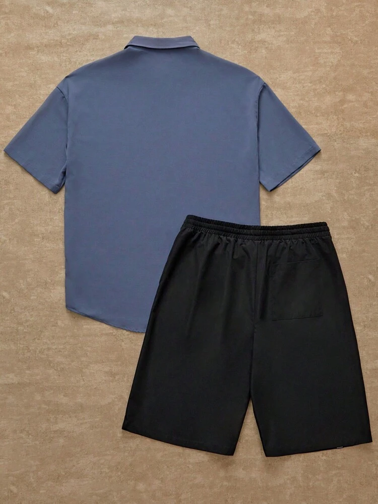 Men's Woven Casual Shirt And Shorts Set