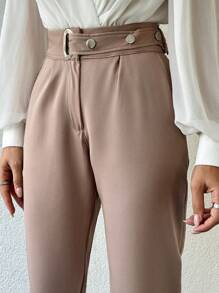EURMUSE Side Pocket Belted Long Pants - Beige - View 4