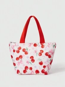 ROMWE Kawaii Cherry Fashionable Portable Lunch Bag For Storage And Insulation Of Lunch Box - Multicolor - View 1