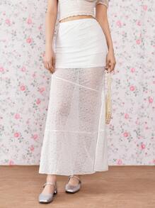 Lunelith SHEIN Lunessa Midi-Length Lace Jacquard A-Line Skirt