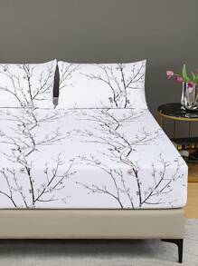 帶有花朵圖案的柔軟微纖維床單套裝-最佳豪華2/3件白色床單-包括1張床單+1/2枕套-便宜且高品質-萬用床墊套，適用於雙人、全尺寸、大尺寸、特大尺寸床 - 白色 - 查看 2