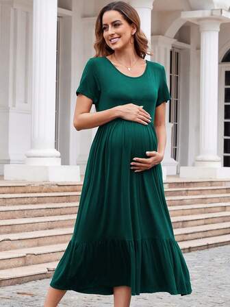 Summer New Short Sleeve Loose Maternity Dress Plus Size Women's Dress