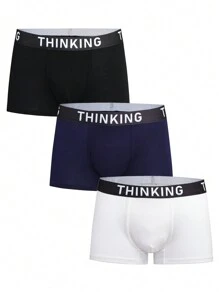 Men's 3pcs/Set Letter Weave Belt Right-Angled Trousers - Multicolor - View 1