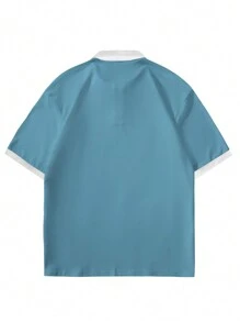 Claim Dot Áo thun polo tay ngắn in chữ đơn giản hàng ngày mùa hè dành cho nam - Màu xanh lam - Xem 2