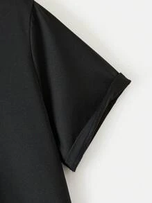 Claim Dot 男士夏季印花短袖T恤，印有標語和虛幻人物圖案，圓領休閒上衣 - 黑色 - 查看 6