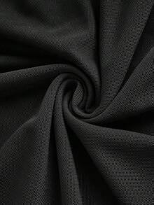 SHEIN Privé Plus Size Nữ Thanh Lịch Có Dây Rút Bên Hông Màu Đen Slim Fit Sheer Váy Lưới - màu đen - Xem 3