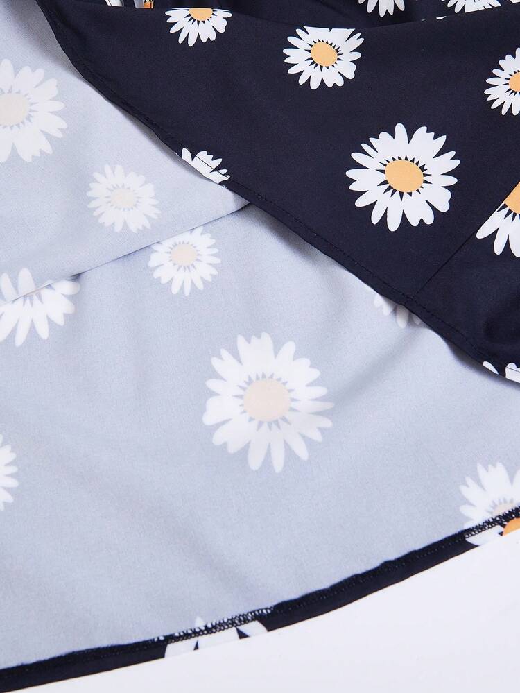 Women's Fashionable Off-Shoulder Shirt With Small Daisy Print