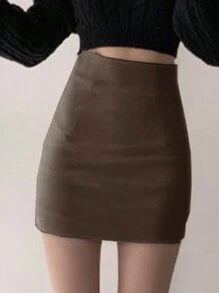 DAZY Women's Solid Color Bodycon Elegant Skirt Summer,Pencil Skirt