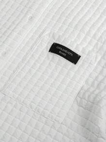 SHEIN EZwear Ladies' Fashionable Street-Style Knitted Texture Plaid Fabric Shirt And Shorts Set, Suitable For Spring And Summer - White - View 6