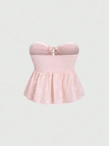 Sweetra Top de tubo impreso simple para mujer para uso diario - Rosa - Ver 2