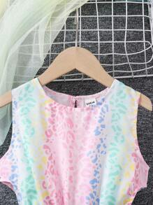 SHEIN 年輕女孩休閒無袖連體褲，日常穿著 - 彩色 - 查看 4