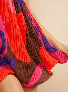 Hauture Abstract Plisse Tie Backless Dress - Multicolor - View 5