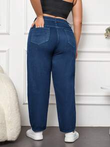 Của phụ nữ Kích thước lớn Quần jean Tapered - Rửa tối - Xem 2
