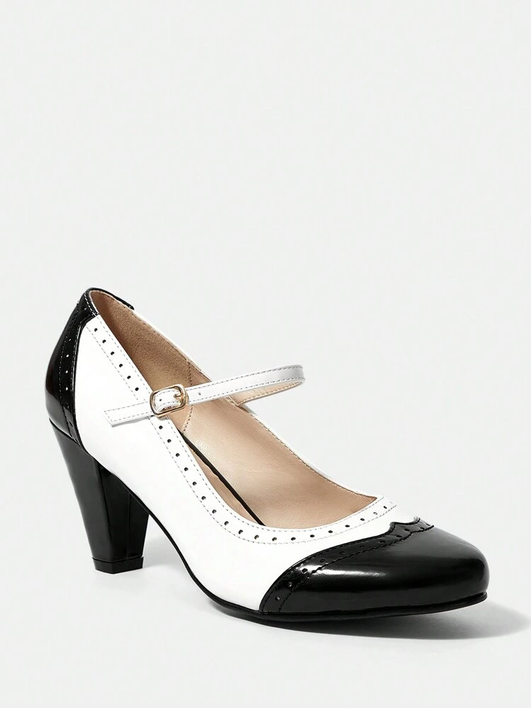 CUCCOO DOLLMOD Vintage Black & White Patterned High Heel Shoes Spring Shoes Spring Break Easter For Christmas Spring Shoes