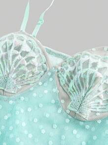 ROMWE Fairycore Women's Color-Block Seashell Embroidery Sheer Camisole Top - Multicolor - View 3