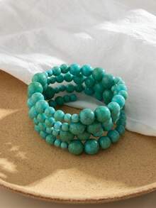 ROMWE Fairycore 1 Vòng tay đính cườm màu ngọc lam theo phong cách phương Tây thời trang - màu xanh lá - Xem 2