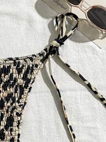 SHEIN Swim 女士度假用花紋收緊側扣比基尼下褲，性感巴西式覆蓋