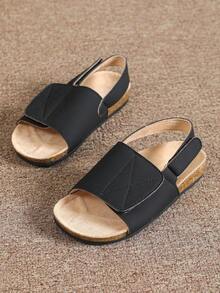 女童開口涼鞋黑色小女孩涼鞋兒童拖鞋夏季鞋童鞋木屐幼兒涼鞋