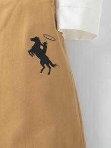 SHEIN Young Boy Simple Printed Gentleman Clothes For Daily Wear - Khaki - View 3