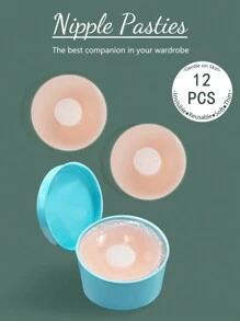 12入組 6對肉色薄款圓形矽膠乳貼,適用於女性 - 粉色 - 查看 1