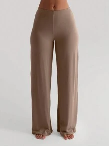 Quần dài ống đứng lưng cao co giãn thời trang XLLAIS dành cho nữ - Màu Khaki - Xem 4