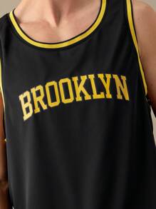 Manfinity VCAY 男士字母印花籃球針織休閒兩件套 - 黑色 - 查看 2