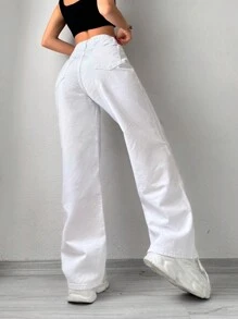 Cottnline 女式宽松直筒牛仔裤，休闲百搭，带口袋