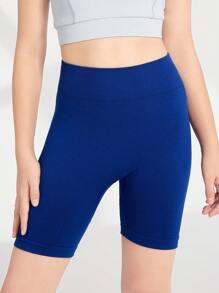 SHEIN Tween Girl Athletic Yoga Shorts Navy Blue - Navy Blue - View 5