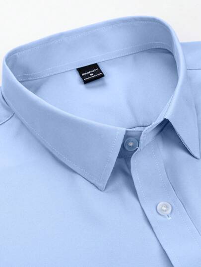 Manfinity Mode قميص كاجوال بأكمام طويلة مطبوع عليه راكب الخيل للرجال، موسم الربيع والصيف، قميص أزرق رسمي للرجال، قميص كاسوال للأعمال، الخريف