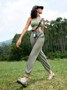 In My Nature Women's Woven Solid Color Outdoor Shorts With Pockets & Jogging Pants