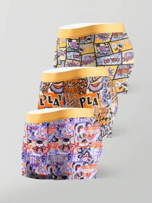 Men's Stylish Printed Boxer Briefs, Pack Of 3 - Multicolor - View 1