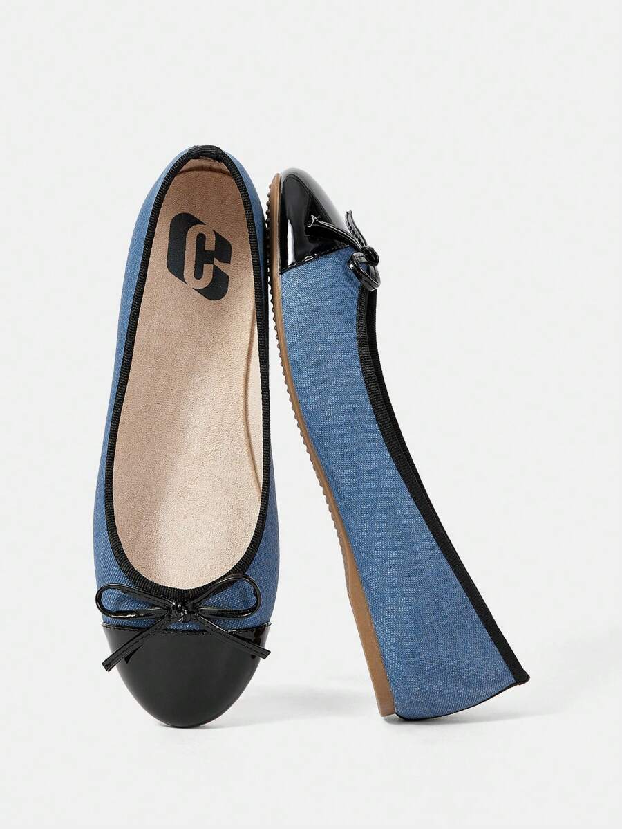 CUCCOO DOLLMOD Women Bowknot Decorated Simple Daily Flat Shoes - Blue - View 1