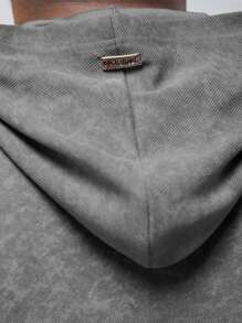 Manfinity VCAY Plus Size Men Knitted Drop-Shoulder Sweatshirt,, For Fall Winter - Grey - View 5