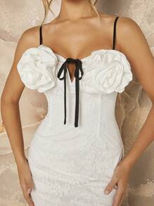 Hauture Women's Summer Sleeveless Spaghetti Strap Colorblock Knotted Dress
