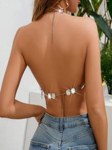 Áo dây ngắn lấp lánh thời trang dành cho nữ - Bạc - Xem 2