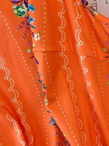 SHEIN Holidaya 大尺碼圓領印花休閒無袖背心和上衣，夏季穿著