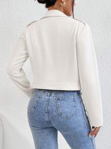 RosyDaze Women's Plain Simple Daily Long Sleeve Jacket Fall Winter Cloth For Women - White - View 2