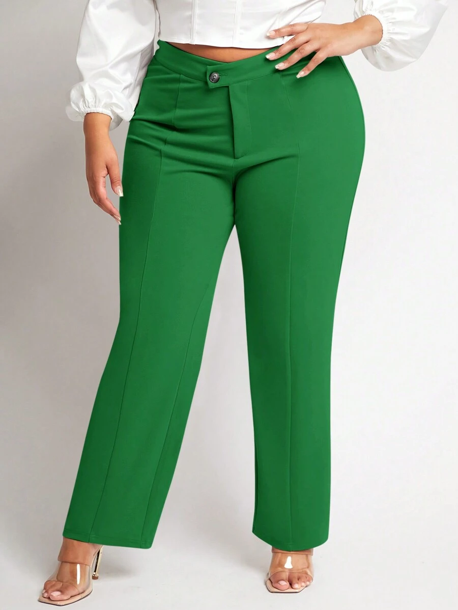 SHEIN SXY Plus Size Casual Business Solid Color Pants