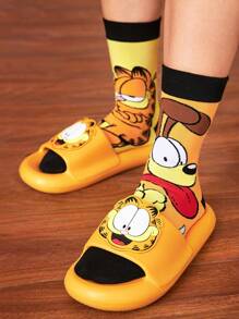 GARFIELD X SHEIN Women Cartoon Pattern Plastic Slippers, For New Year Holiday, Valentines For Casual Beach Style