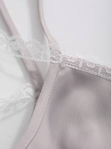 DAZY Áo yếm không tay viền ren màu khối Slim Fit dành cho nữ - Bụi tím - Xem 9